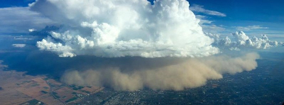 A haboob seen from above moving into Phoenix 