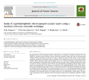 Journal of Power Sources: "Study of superhydrophobic electrosprayed catalyst layers using a localized reference electrode technique"