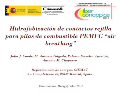 Hidrophobicity in metalliec grid contacts for air-breathing PEMFCs.