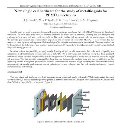 New single cell hardware for the study of metallic grids for PEMFC electrodes.