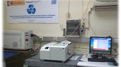 Termogravimetric Analysis system connected to a quadrupole mass spectrometer