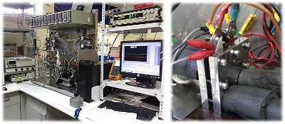 PEMFC test bench for standardized protocols and measurements with temperature and humidity regulation.